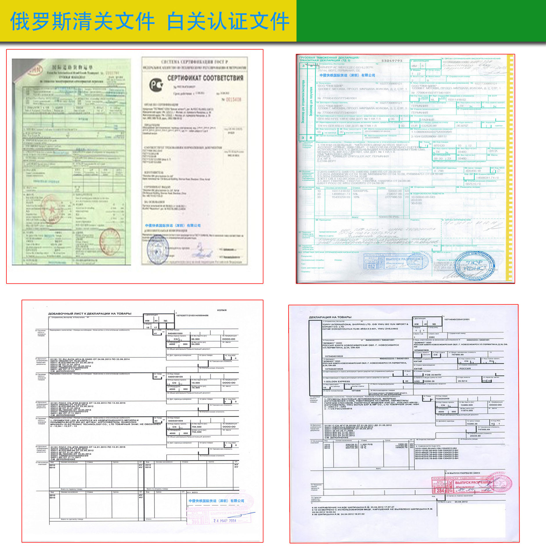 俄罗斯清关文件