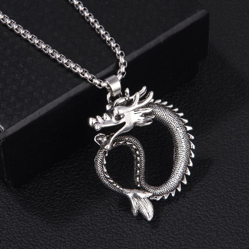 中国风复古生肖龙饰品项链男潮嘻哈吊坠时尚酷帅百搭毛衣链配饰