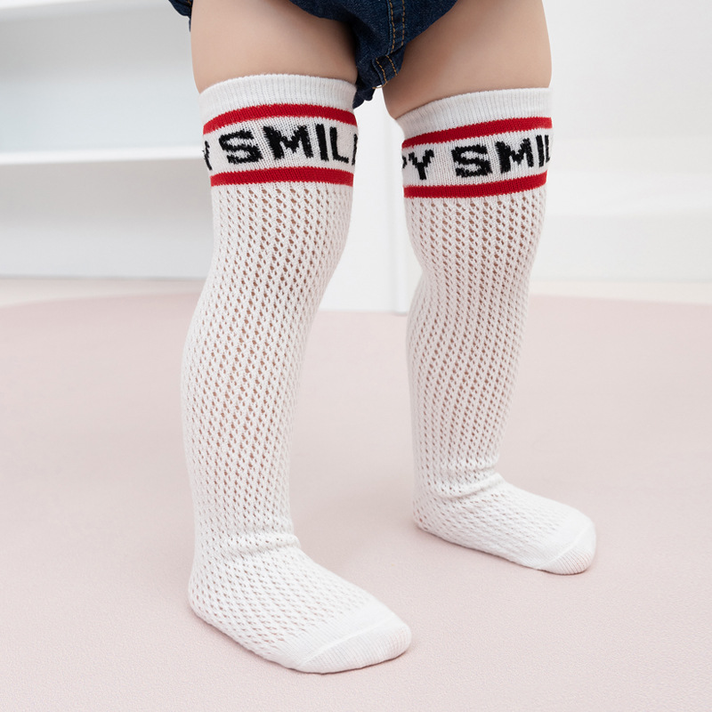 23 Thin Cotton Mesh over-the-Knee High Tube Trendy Socks Baby and Infant Toddler Children Teens Long Socks Letter Moving Ring Tube Socks