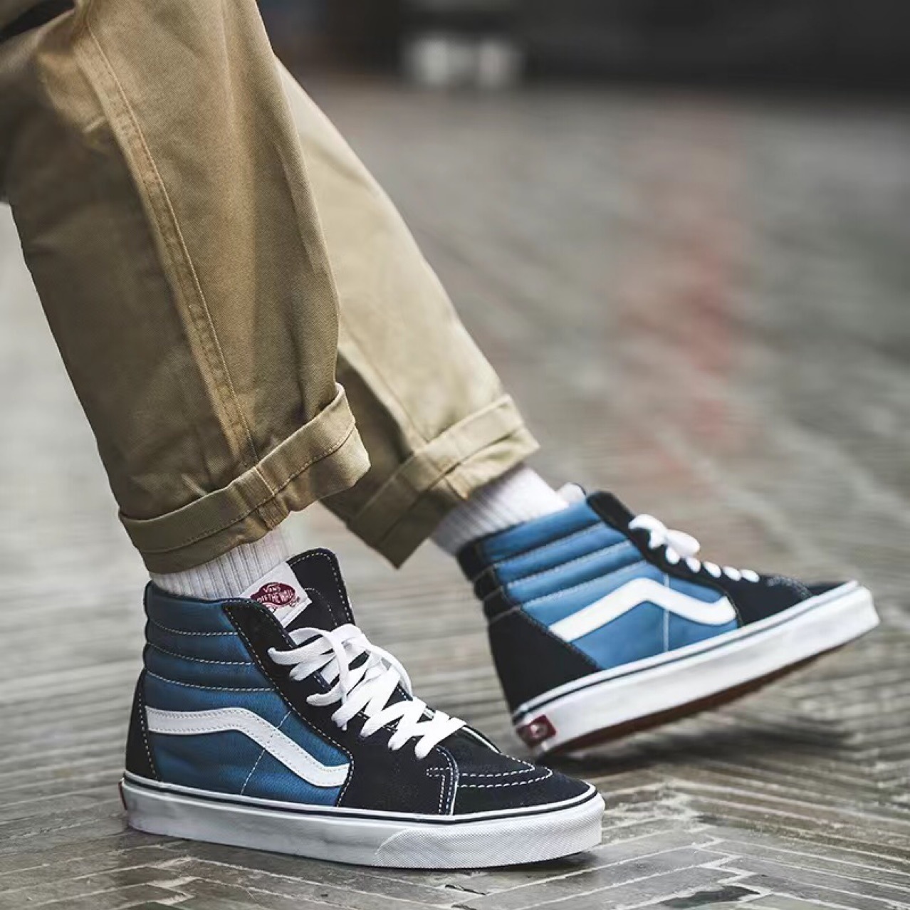 万斯高帮大牌拼色减震黑白地板鞋带篮球鞋学生情侣硫化休闲帆布鞋