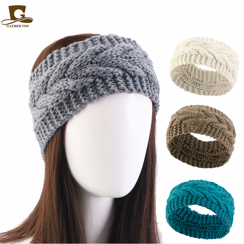 欧美流行手工麻花毛线头带 保暖发带 头套 毛线八字头圈 jdf-234a