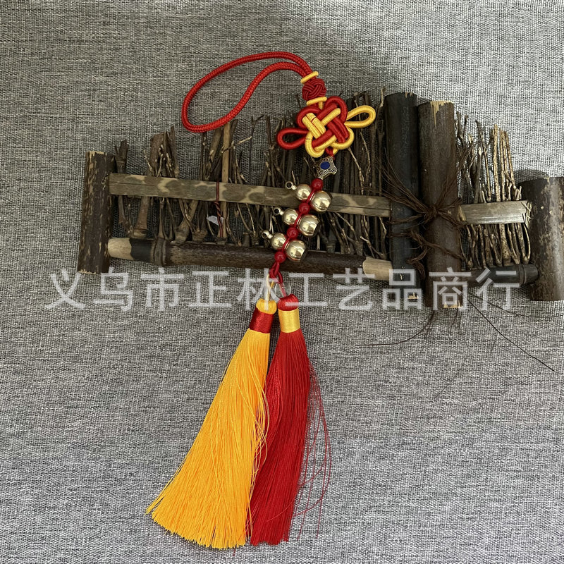 New Sansheng III Pure Copper Gourd Chinese Knot Double Tassel Pendant Living Room Decorations Car Pendant Crafts Wholesale