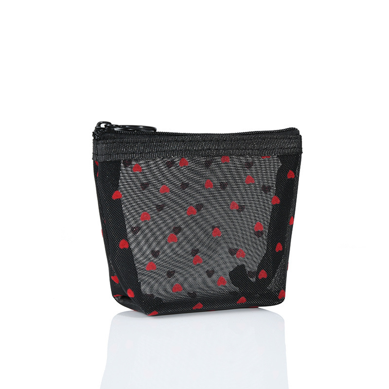 New Mesh Flocking Cosmetic Bag Ins Love Large Capacity Storage Bag Portable Portable Travel Wash Bag