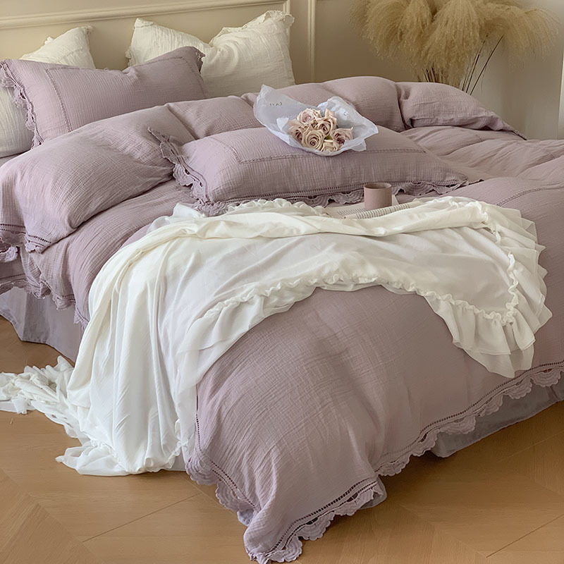 美式婴幼级a类高端双层纱四件套棉纱全棉纯棉床单被套床上用品