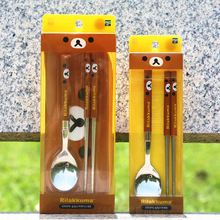 韩国学生勺子筷子便携儿童餐具套装盒家用可爱创意不锈钢成人筷勺