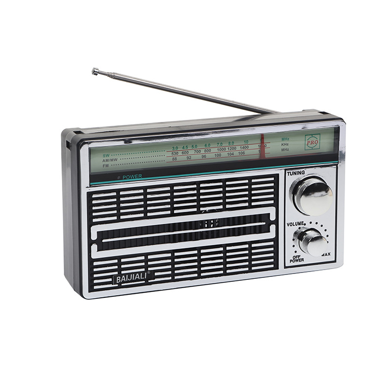 Retro Silver Elderly Radio Compact Portable Outdoor Carry Large Capacity Storing Volume Speaker Player