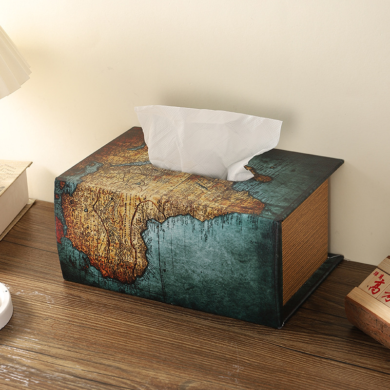 creative american retro simulation book wooden tissue box home office desk surface panel pu leather book type paper extraction box