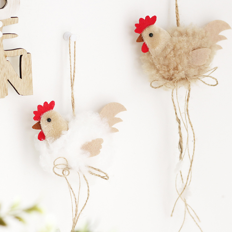 Cross-Border New Easter Decorations Ins Style Cute Plush Easter Chicken Doll Doll Party Pendant