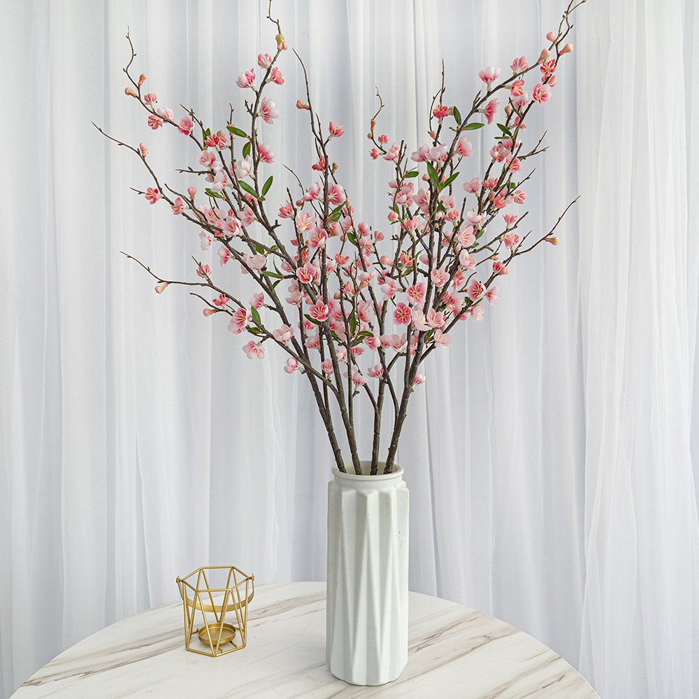 5 Fork Simulation Peach Branches Home Ornamental Flower Fake Plum Blossom Garden Dress up Big Tree Wedding Flower Wedding Ceiling