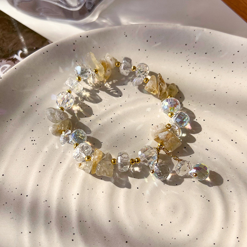 Korean Fashion Romantic Crystal String Beads Bracelet Women's Sparkling Gravel Crystal Ball Pendant Bracelet Wrist Ring Bracelet Ornament