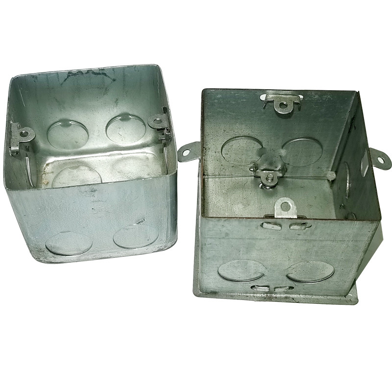 批发86型h50-100金属拉伸方线盒 镀锌铁接线底盒 暗装钢制接线盒