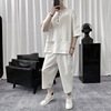 summer Chinese style men's wear Short sleeved T-shirt man Flax suit Three Quarter Sleeve Large The fat Easy Cotton and hemp Two