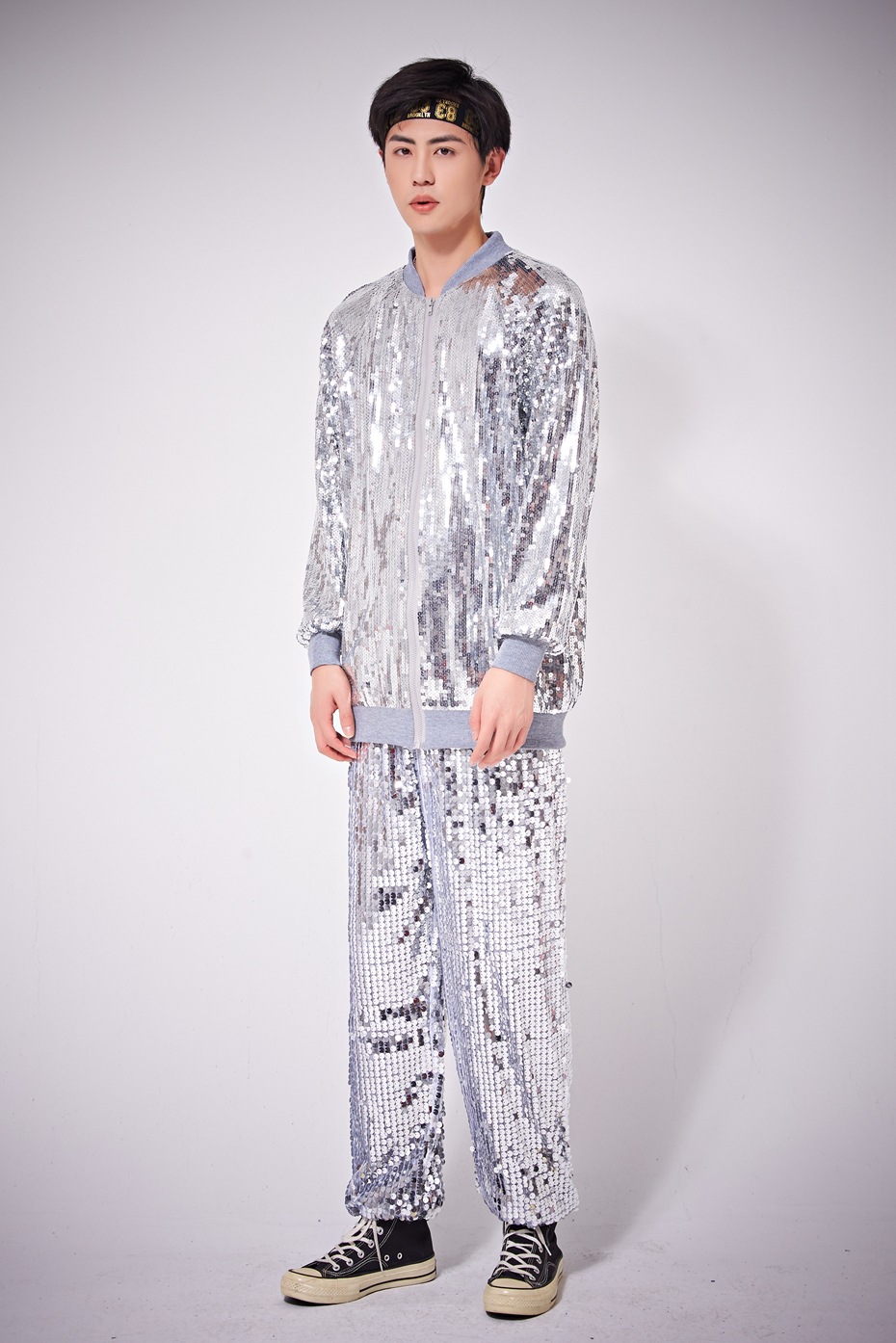 成人女歌手演出服亮片舞台亮片长袖街舞服装闪亮表演演出服外套