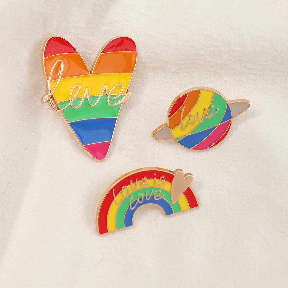 Pz0216 Creative Cartoon Rainbow Series Letter Alloy Oil Drip Brooch Love Rainbow Bridge Love Brooch