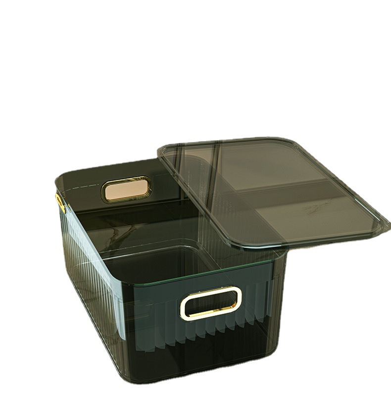 Hl Desktop Storage Box Gold-Plated Multifunctional Sundries Cosmetic Box Dustproof with Cover Storage Box Snack Basket