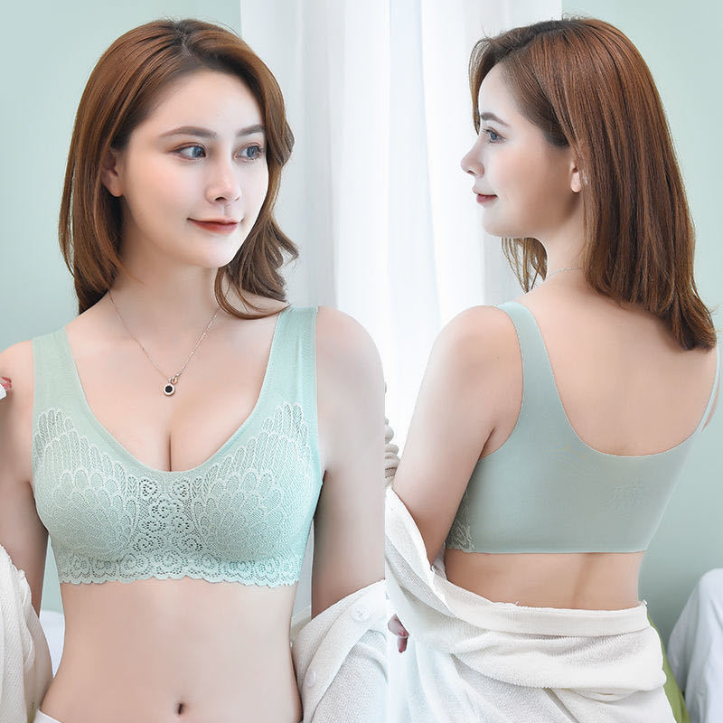 Thailand Latex Underwear Women's Seamless Wireless Push up Sports Vest Anti-Sagging Breast Holding Sleep Bra