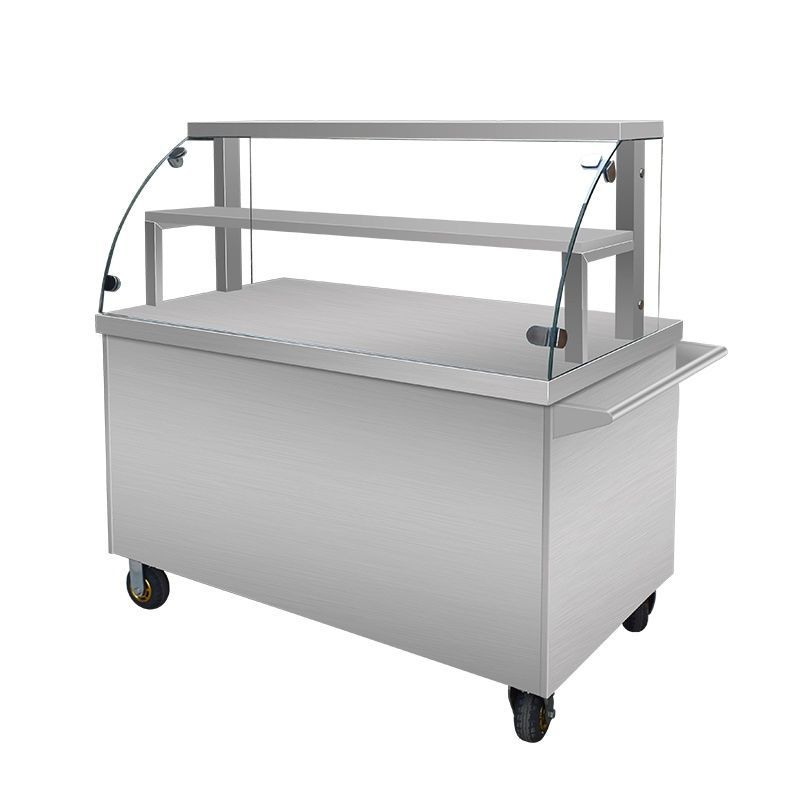 加厚不锈钢移动外卖玻璃罩小吃车凉菜面凉皮摆摊小推车卤菜早餐车