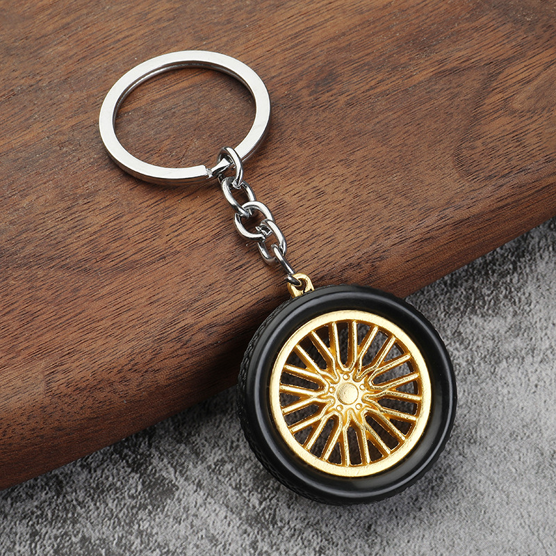 Pvc Soft Rubber Tire Keychain = Creative Tire Keychain Pendant Car Key Chain Couple Schoolbag Accessories
