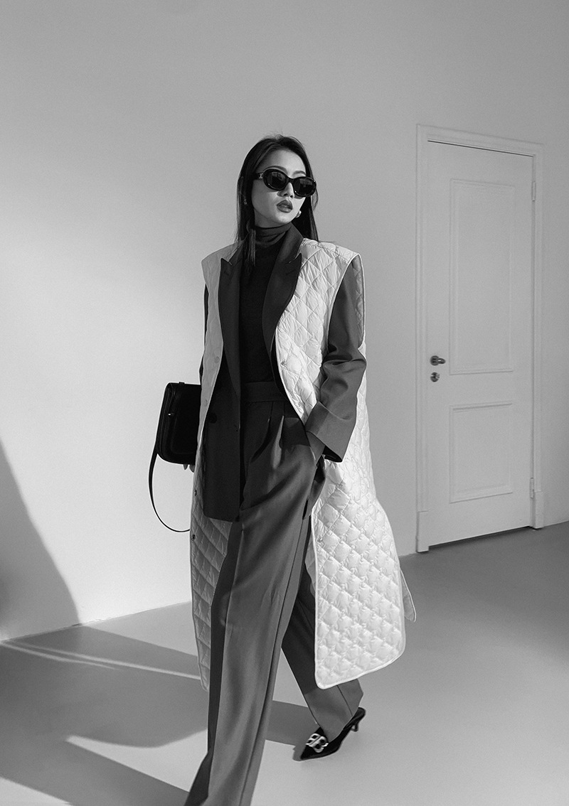 万能穿搭神器百搭极简菱格白鹅绒马甲中长女2022新款22e0187-阿里巴巴