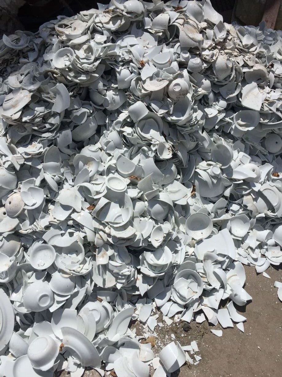 景德镇纯白青花瓷片高温陶瓷碎片白瓷片园林景观背景墙装饰小破瓷