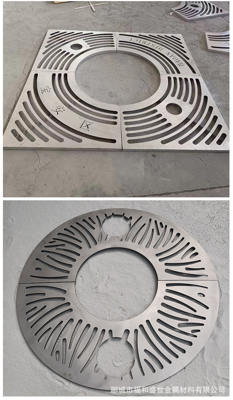 厂家来图钢板树篦子 镂空护树板圆形市政道路树池盖板 款式多样