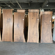 北美黑胡桃木大板原木茶桌书桌圆桌转角桌板台面板实木桌面板制作