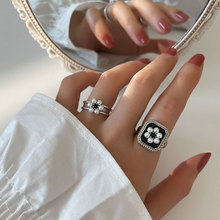 925纯银戒指女时尚个性简约韩版珍珠食指复古开口网红ins潮指环