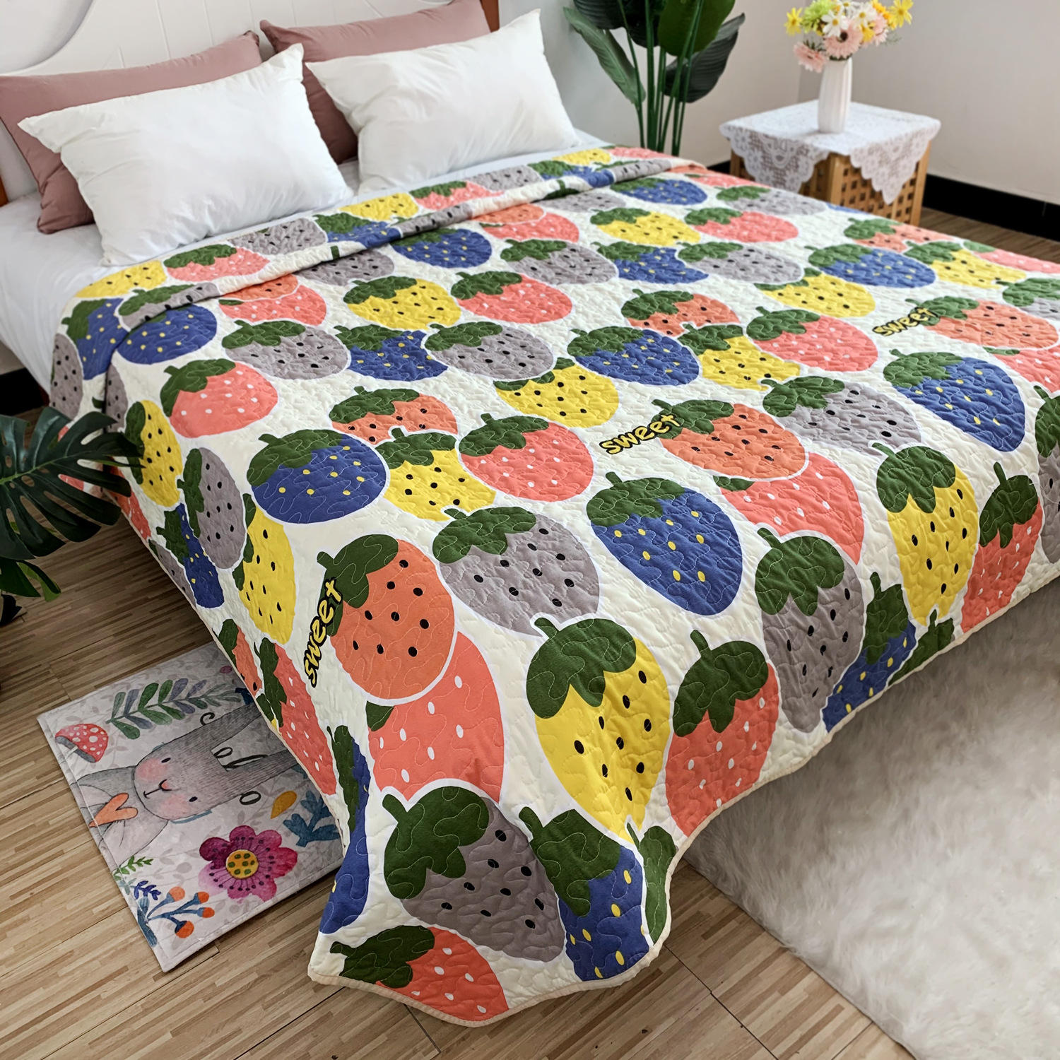 绗缝被化纤单件花纹床单批发床盖式床单批发