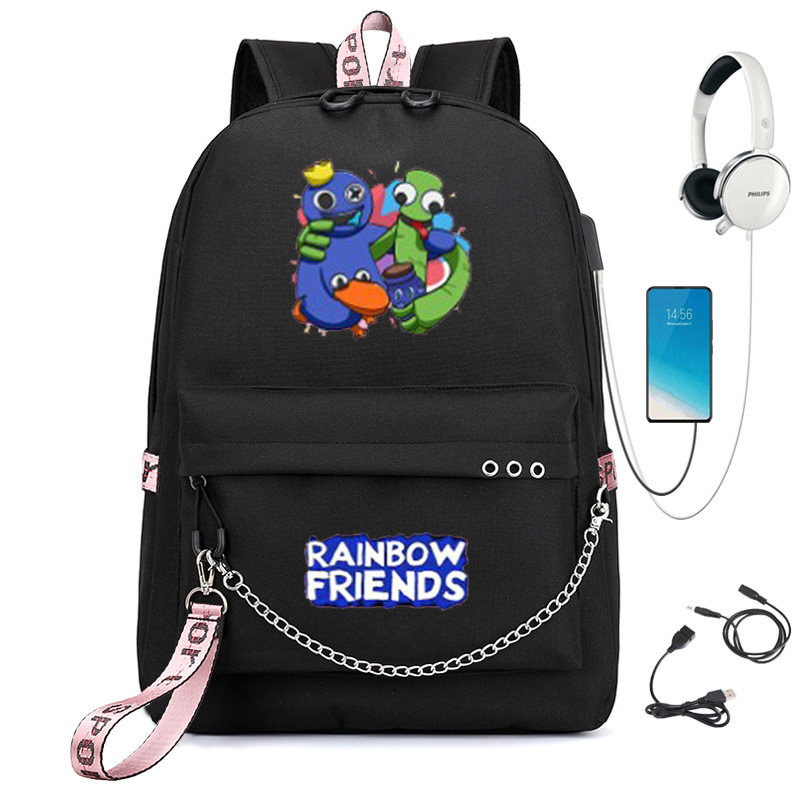 2 New Rainbow Friends School Bag Male and Female Students Backpack Printing Large Capacity Outdoor