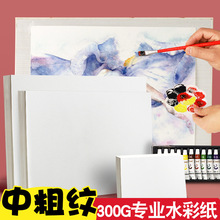 棉浆8K水彩纸300g学生水彩画专用纸手绘4K画画纸加厚中粗纹美术