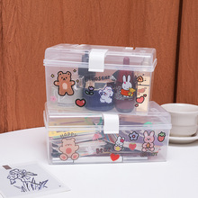 桌面收纳盒透明塑料箱手提便携式小盒子口罩化妆品文具小号整理箱