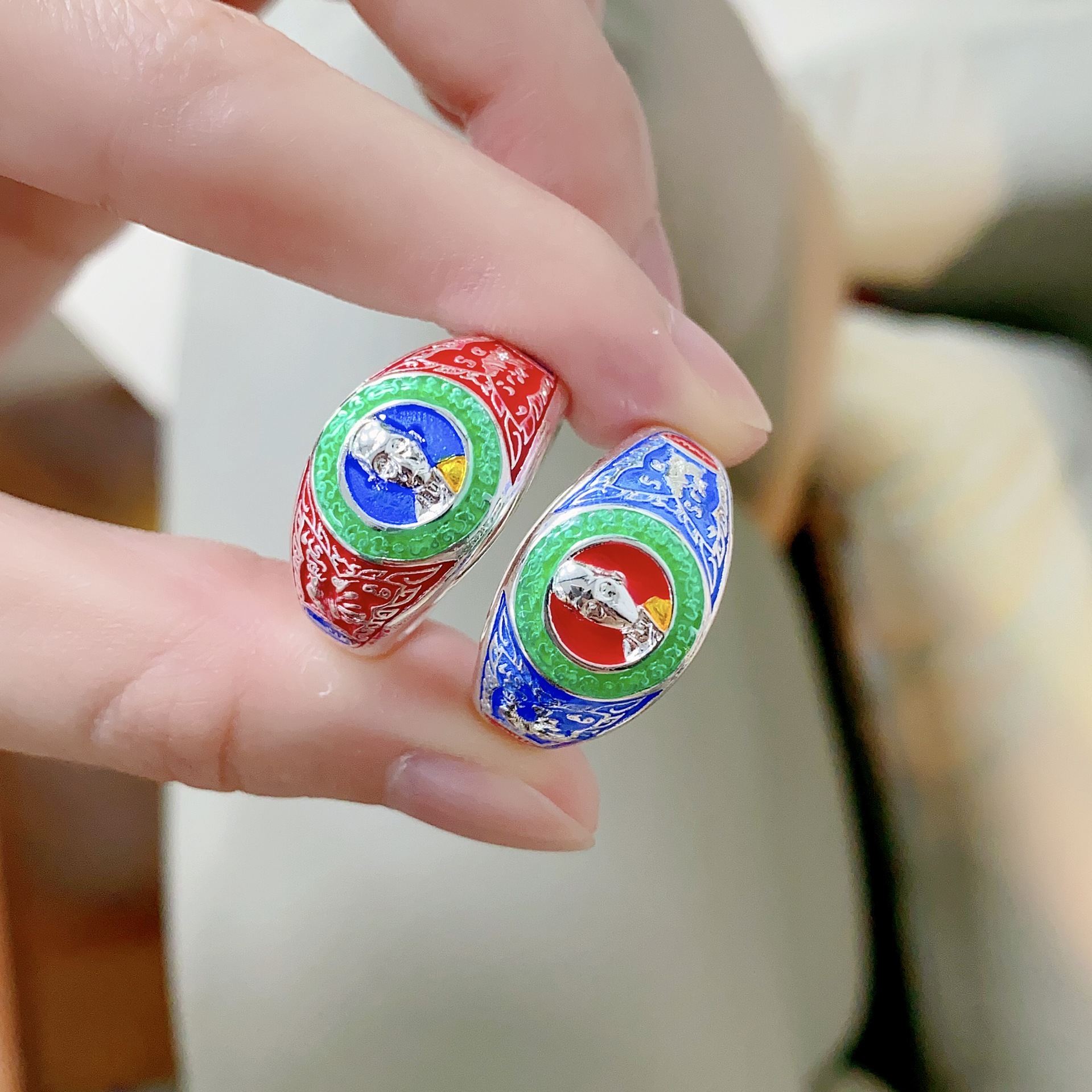 泰国佛牌 龙婆瑞 龙婆雷自身复古个性戒指男女同款情侣对戒-阿里巴巴