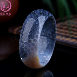 爱仪珠宝天然印尼珊瑚玉精品彩花大花手镯精美雕刻小