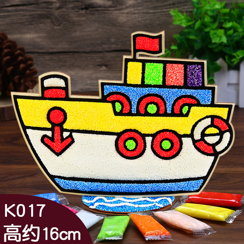Children's Handmade Material Kit Snowflake Clay Painting Pearl Clay Three-Dimensional Wooden Board Painting Stall Girl's Toy