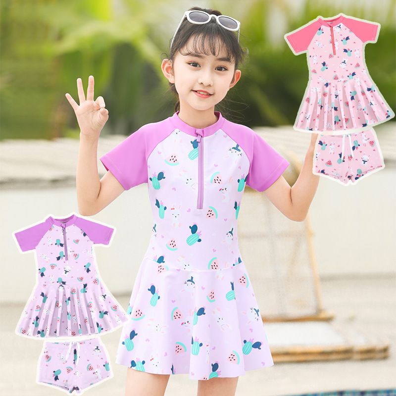 Children's Swimsuit Girls' Sun Protection Quick-Drying Swimwear 3-7 Years Old Baby Split Swimsuit Cartoon Watermelon Wading Swimsuit