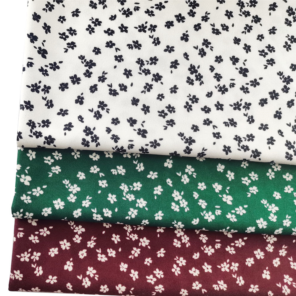 斜纹磨毛印花 日韩小碎花加厚印花布 秋冬女装外套短裙印花面料