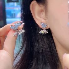 法式超仙蝴蝶水晶耳钉ins小众设计气质高级感耳环女2023新款耳饰