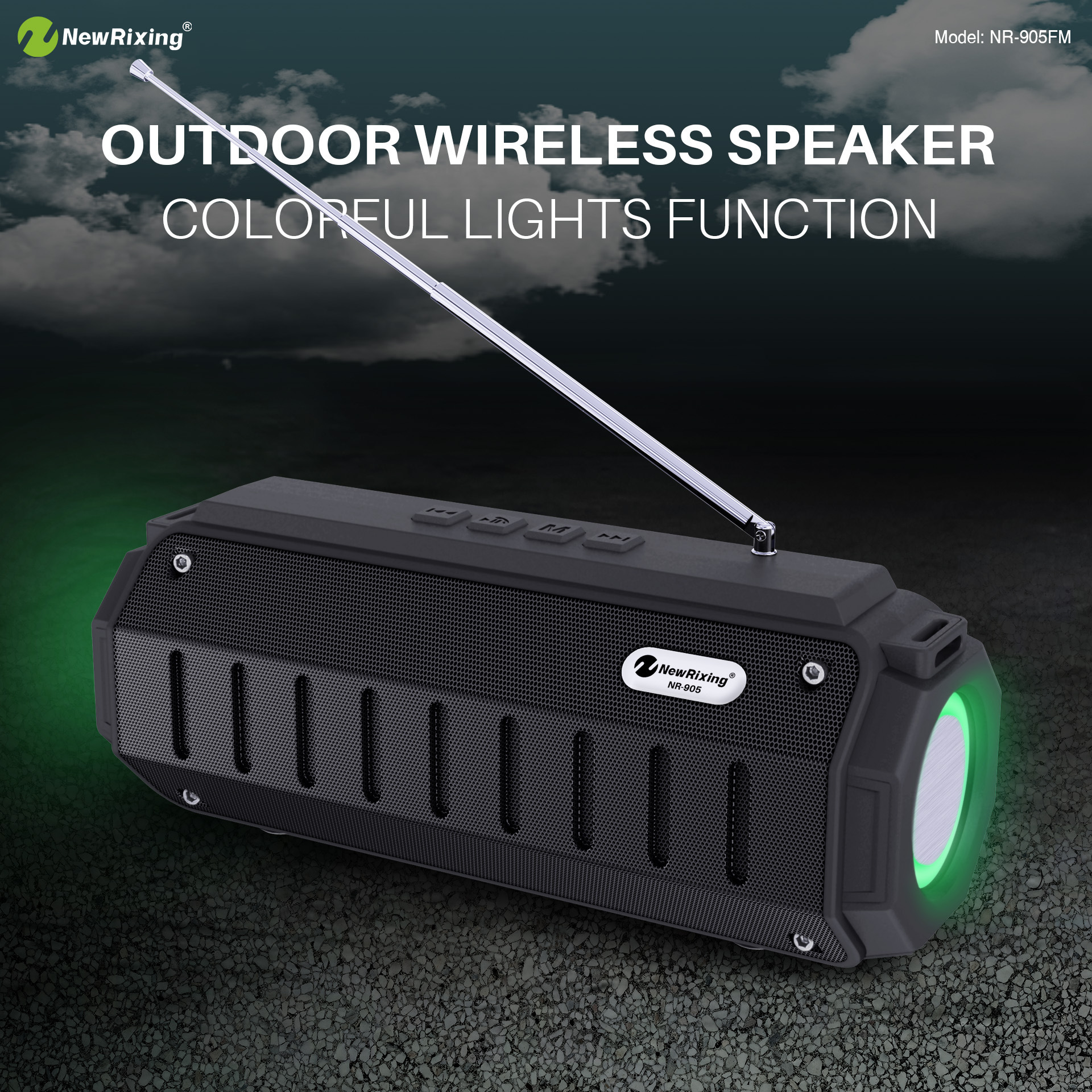 NR-905 Bluetooth Speaker Outdoor Waterproof Subwoofer Double Vibration Film High Sound Quality Portable Card Call Audio