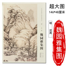 明 沈周 魏园雅集图 中国画教学大图临摹范本明四家山水山水画