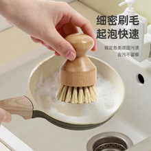 家用厨房清洁锅刷 洗碗洗锅去污榉木剑麻锅刷 精致短柄锅刷批发