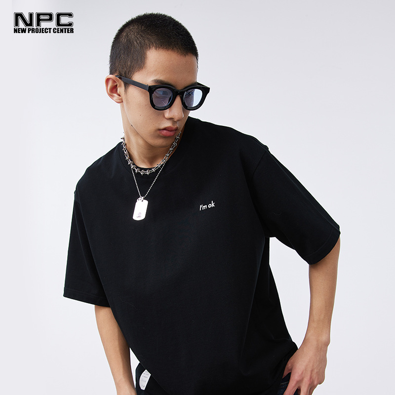 npc潮牌外洗标字母宽松圆领短袖休闲男女同款百搭舒适t恤np32te11