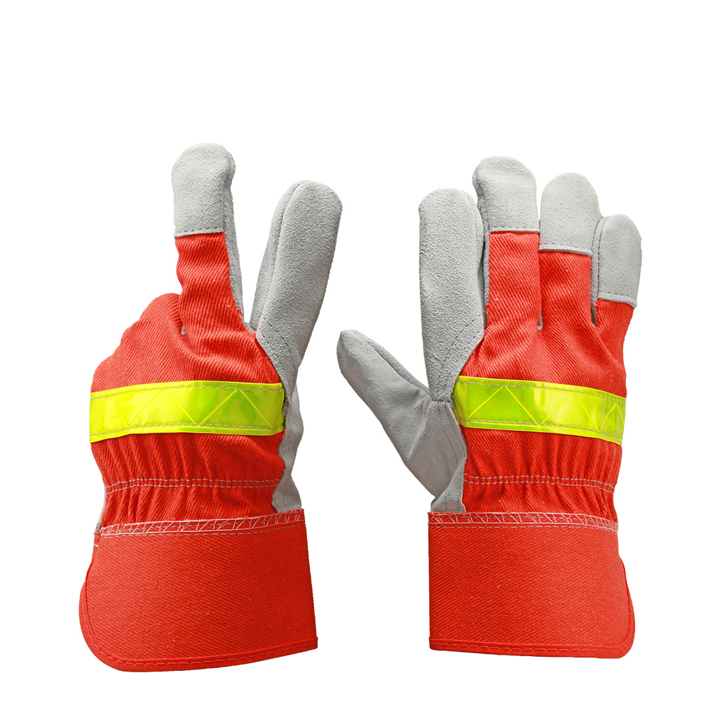 西埃图 牛皮消防手套半皮园艺手套工地防护劳保电焊手套跨境 厂家