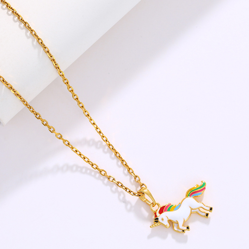 Xuping Jewelry Cross-Border European and American New Alloy Enamel Unicorn Pendant Cartoon Cute Colorful Animal Pendant