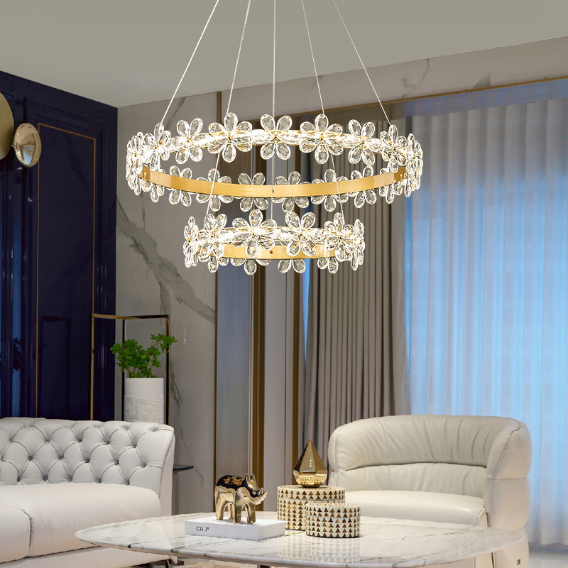 Light Luxury Crystal Living Room Chandelier Post-Modern Minimalist Designer Garland Petals Dining-Room Lamp Cozy Bedroom Lamps