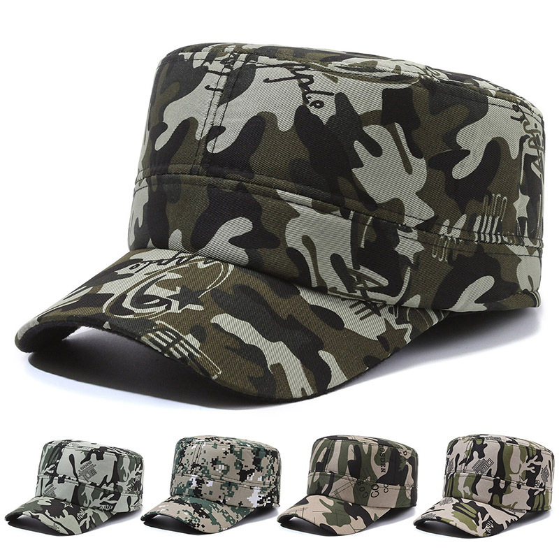 Autumn and Winter New Thickened Camouflage Flat-Top Cap Men's Wind-Proof and Cold Protection Earmuffs Hat plus Velvet Warm Ski Hat Wholesale