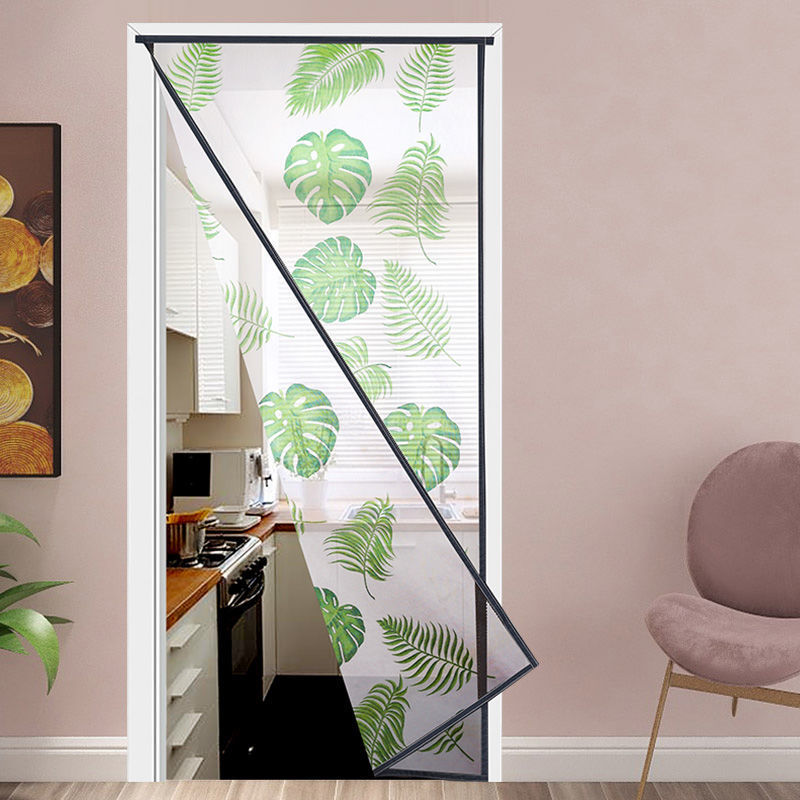 门帘子防蚊门帘夏季加密防蝇虫纱帘魔术贴自粘印花家用挂帘免打孔