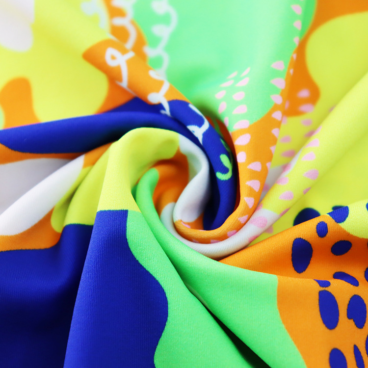 锦纶消光抽象印花200平方克弹力面料 阔腿裤时尚女装泳装针织面料