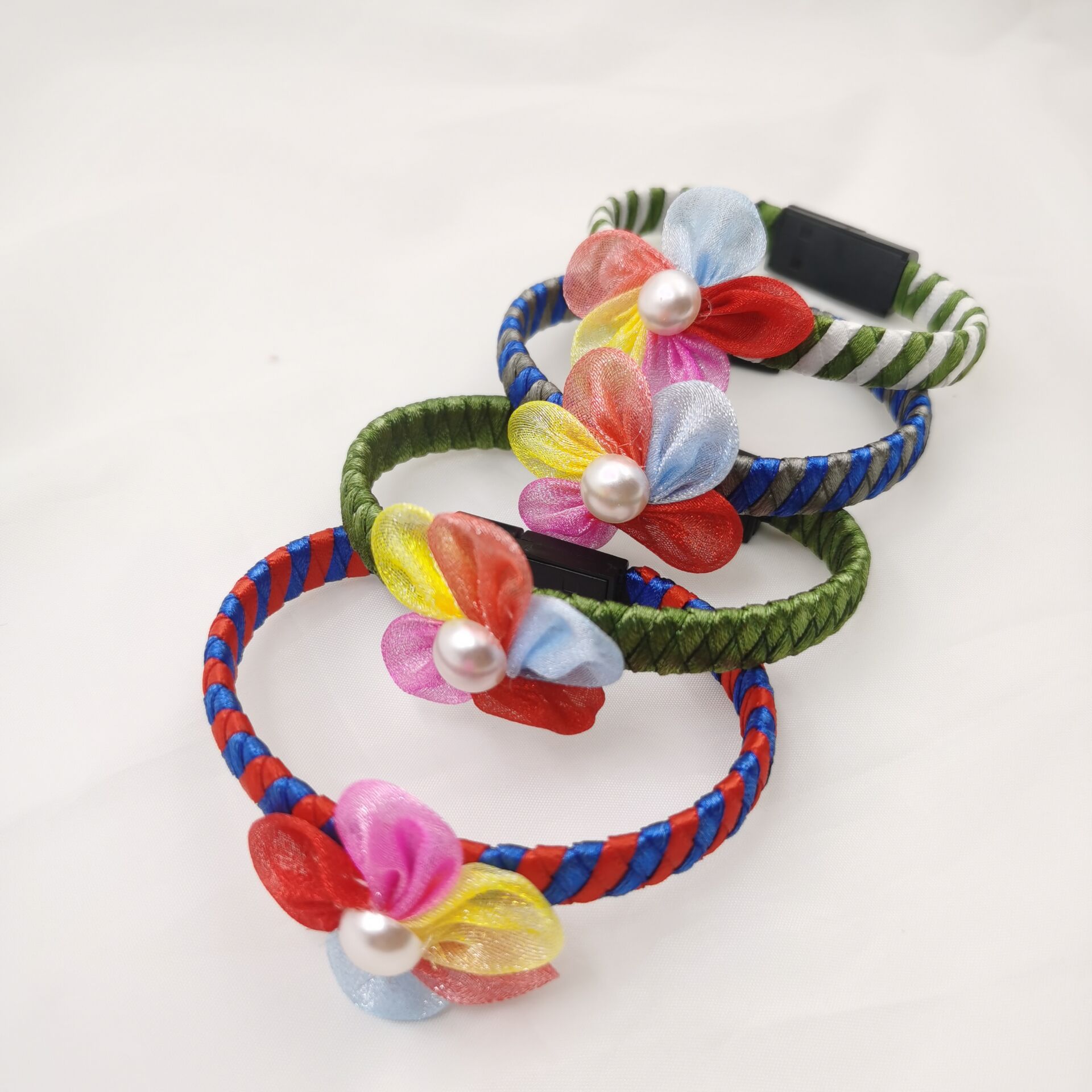 编织花环数据线 彩色丝带编织数据线 安卓华为女孩数据线 彩色编