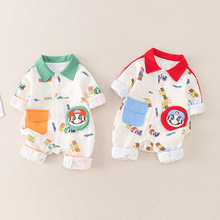 婴儿衣服春秋套装0-1周岁男宝宝外出服可爱卡通长袖连体衣