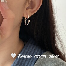 韩国小众高级感耳饰 S925纯银e型设计款耳环 ins风时髦大气百搭